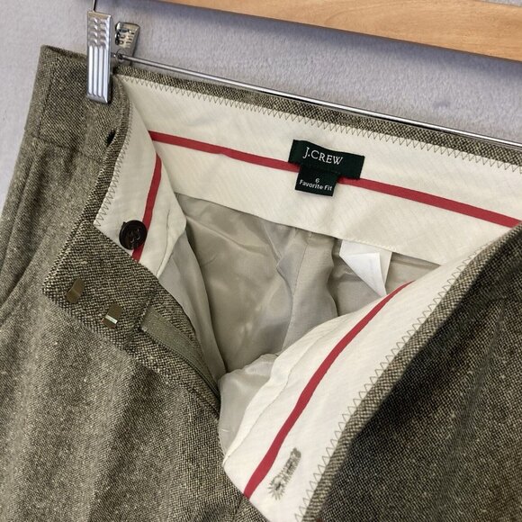 J Crew Favorite Fit Wool Dress Pants Womens 6 Green Office Tweed Trouser Vinage - Picture 5 of 15